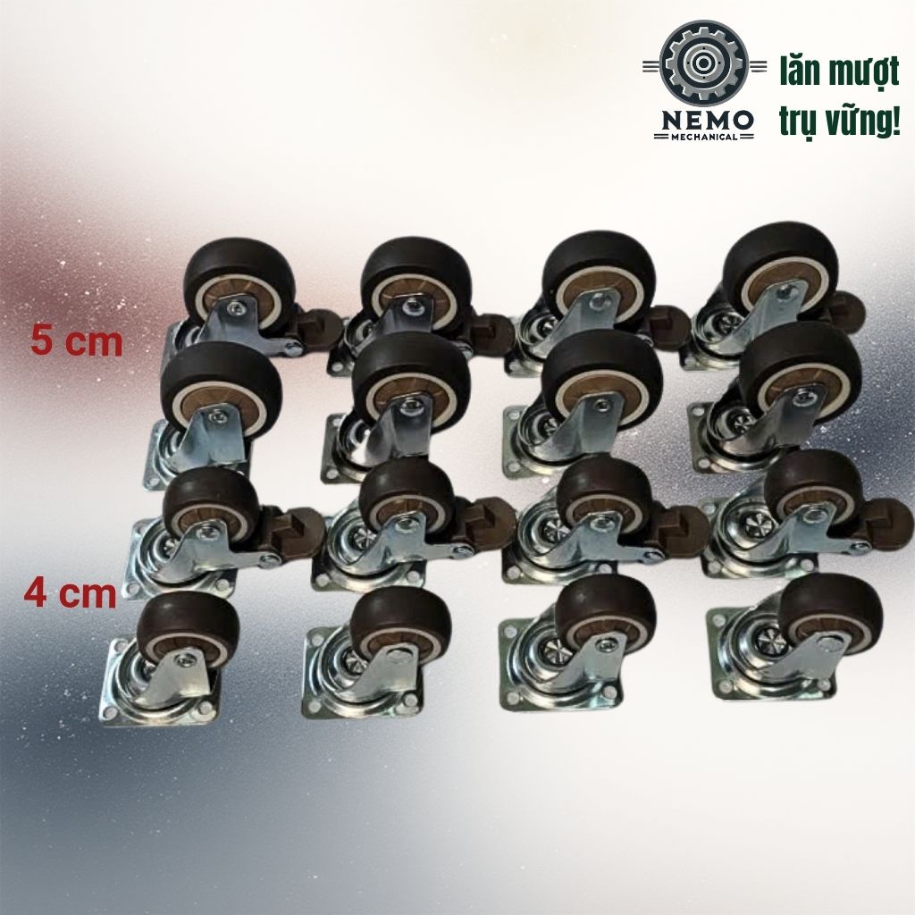 Bánh Xe TPR Nội Thất Cao Cấp – Chống Ồn, Không Xước Sàn (D40, D50)